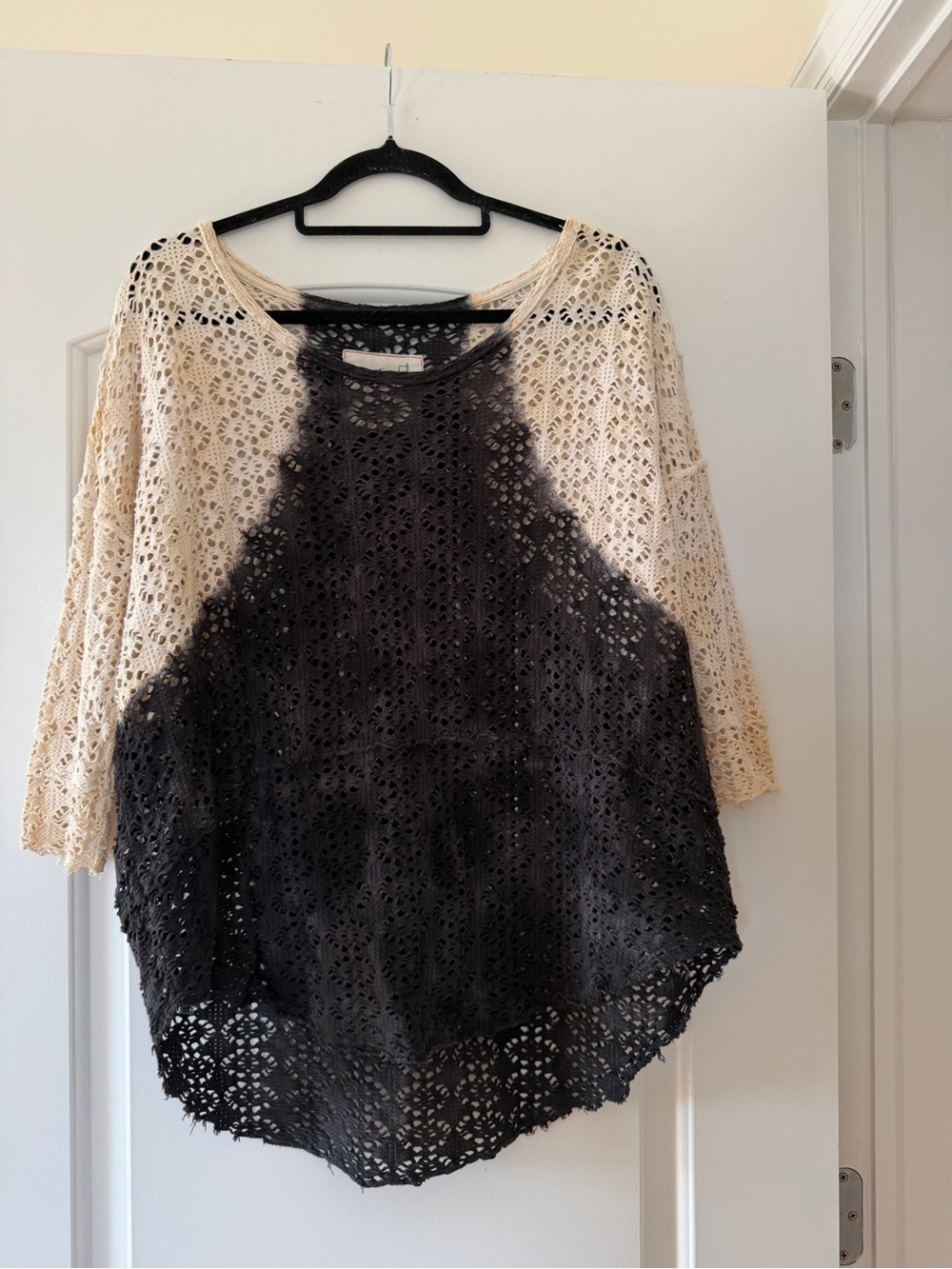 We The Free Two-Tone Crochet Lace Tunic in Black and Cream
